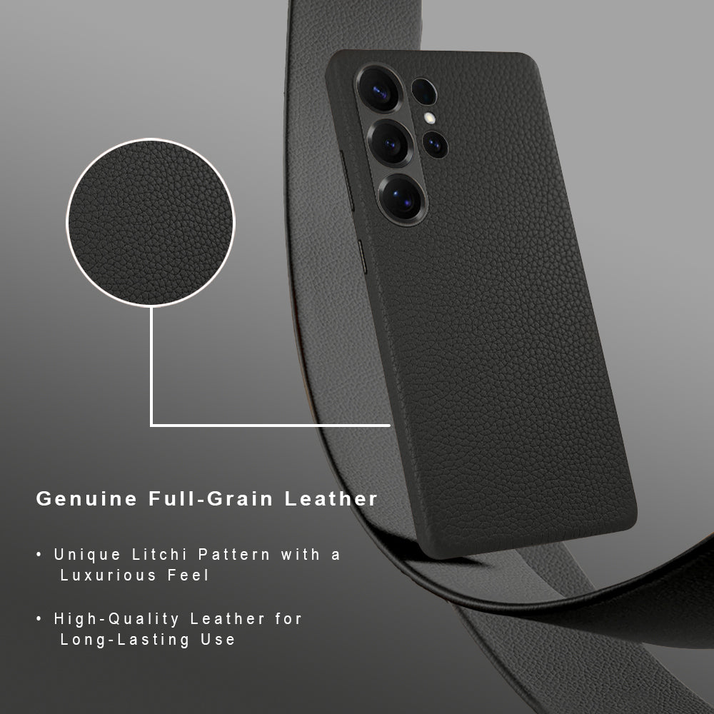 Amur Genuine Leather Case For S25 Ultra – Black