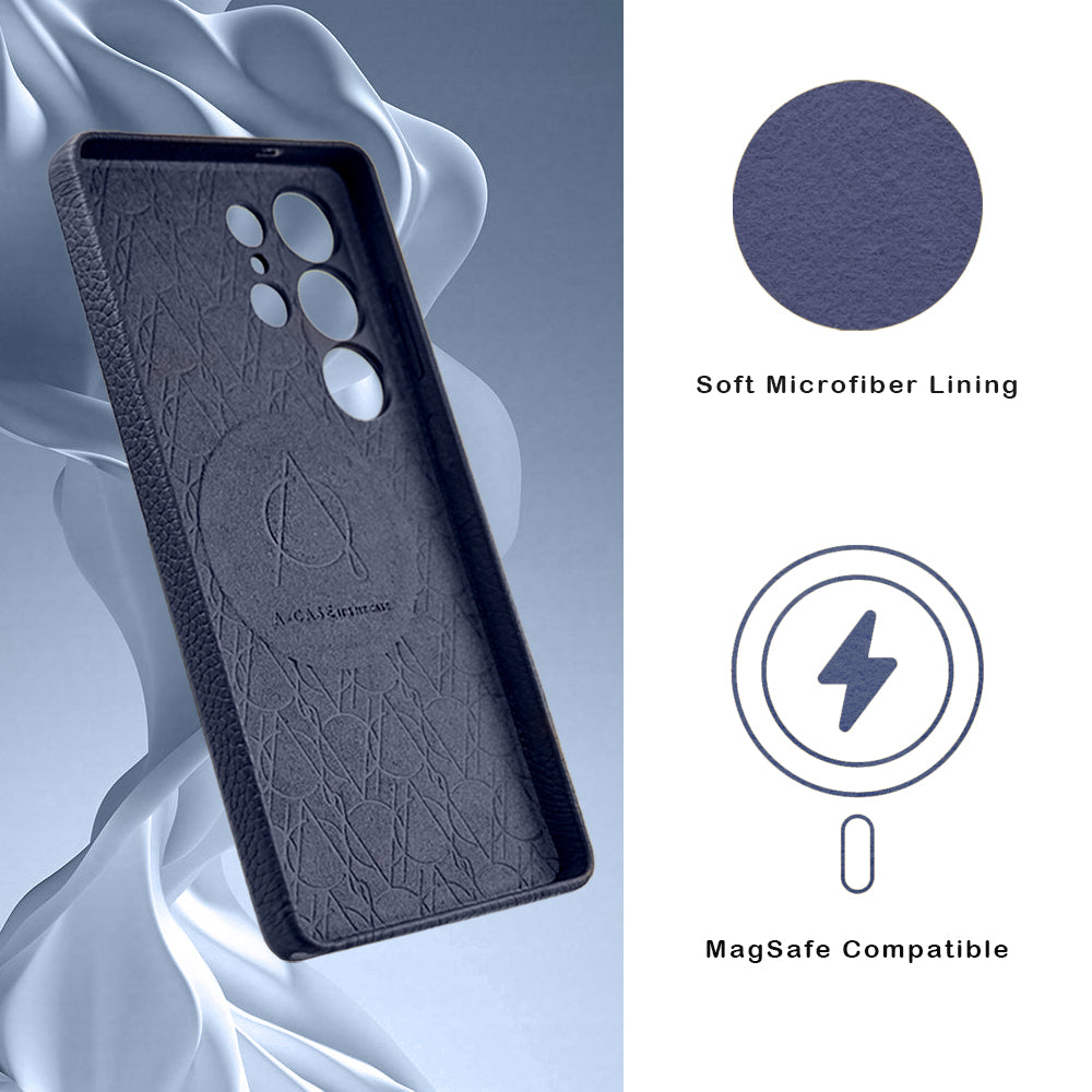 Amur Genuine Leather Case For S25 Ultra – Blue