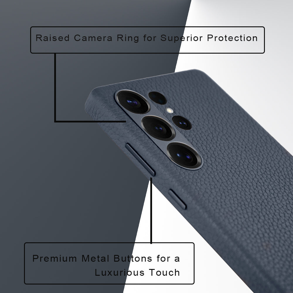 Amur Genuine Leather Case For S25 Ultra – Blue