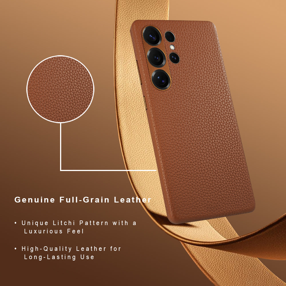 Amur Genuine Leather Case For S25 Ultra – Brown