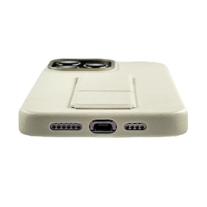 Tank Vegan Leather Case For iPhone 15 Pro Max- Beige