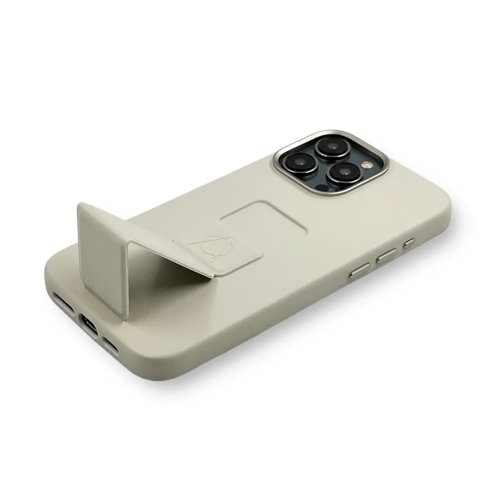 Tank Vegan Leather Case For iPhone 15 Pro Max- Beige