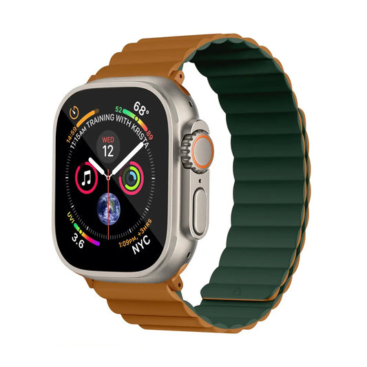 Invix Apple Watch Silicone Magnetic Band-Brown/Green