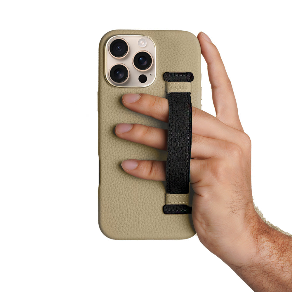 Amur Pro Leather Case For iPhone 16 Series-Beige/Black
