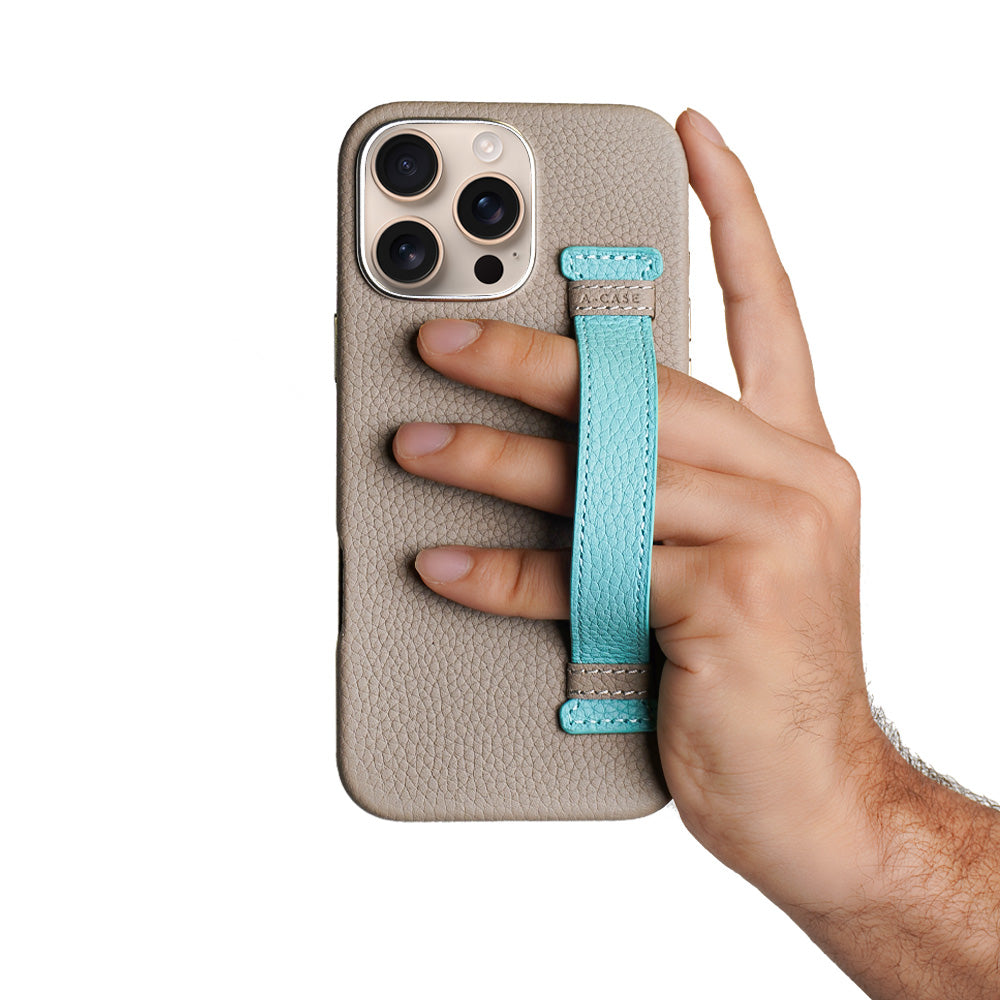 Amur Pro Leather Case For iPhone 16 Series-Gray/Tiffany