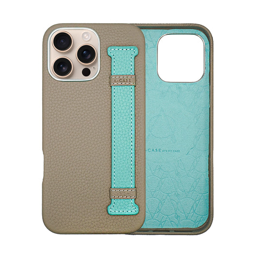 Amur Pro Leather Case For iPhone 16 Series-Gray/Tiffany