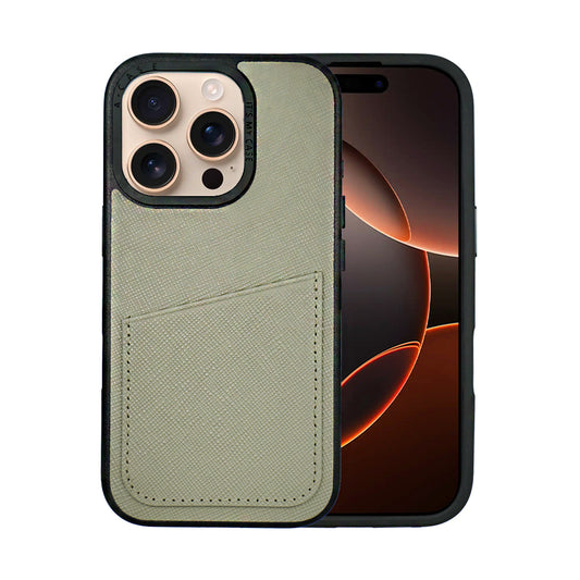 Ambar Leather Case For iPhone 16 Series – Gray