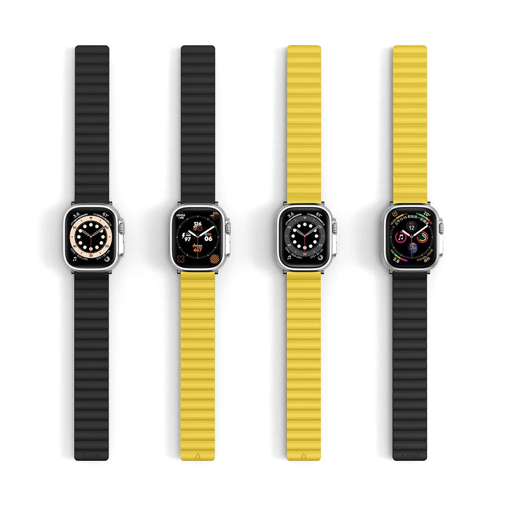 Invix Apple Watch Silicone Magnetic Band-Black/Yellow