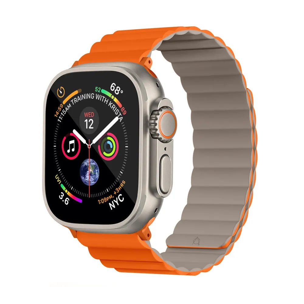 Invix Apple Watch Silicone Magnetic Band-Orange/Gray