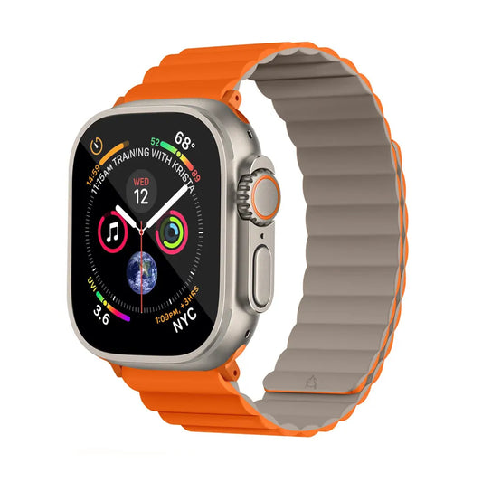 Invix Apple Watch Silicone Magnetic Band-Orange/Gray
