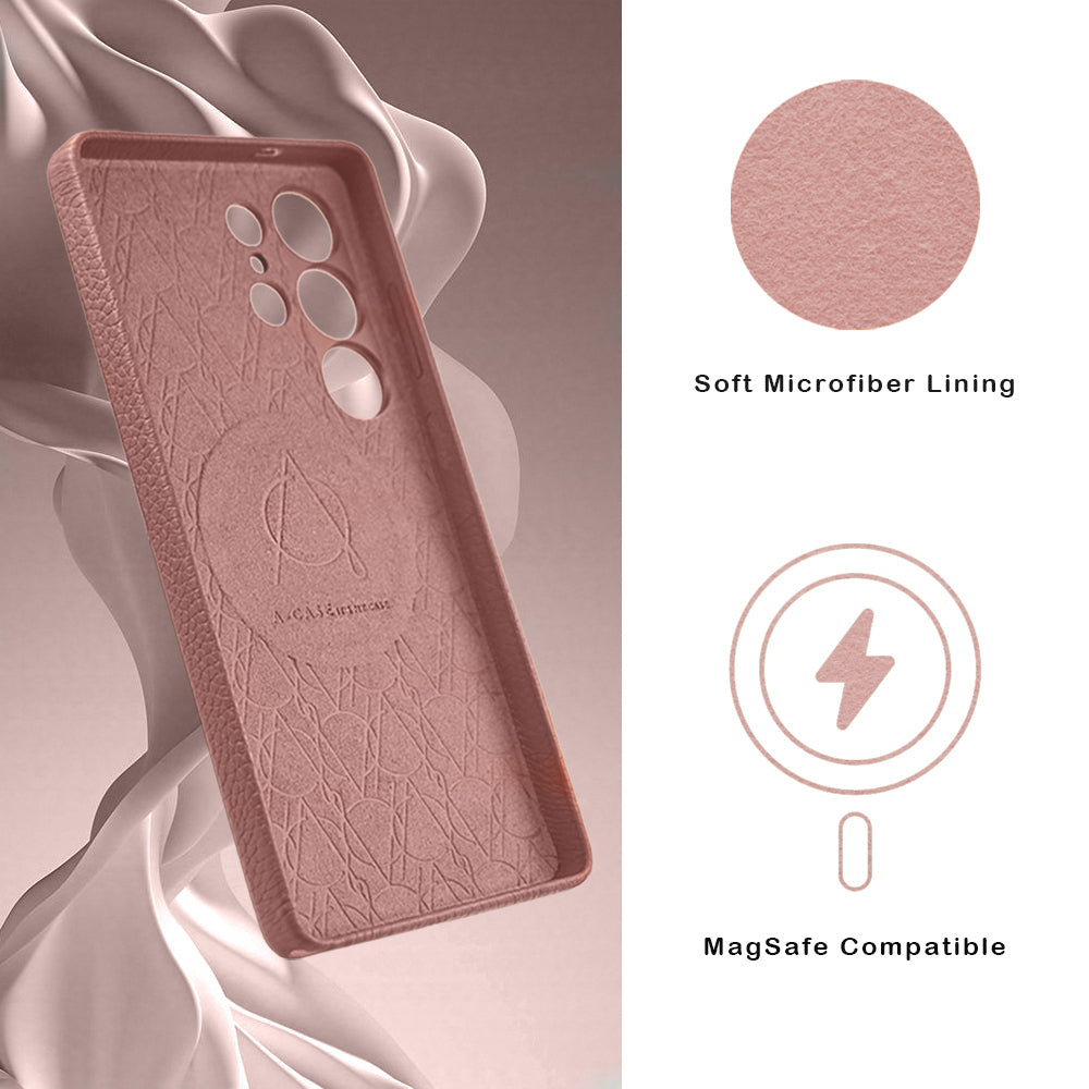Amur Genuine Leather Case For S25 Ultra – Pink