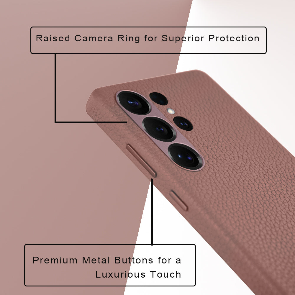 Amur Genuine Leather Case For S25 Ultra – Pink