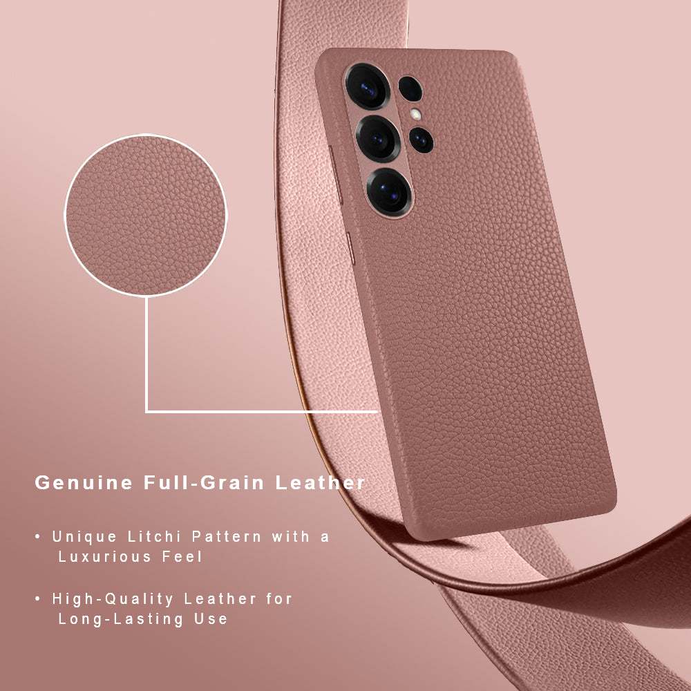 Amur Genuine Leather Case For S25 Ultra – Pink