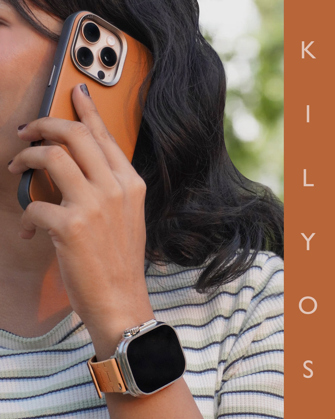 Kilyos Vegan Leather Case For iPhone 16 Series-Brown