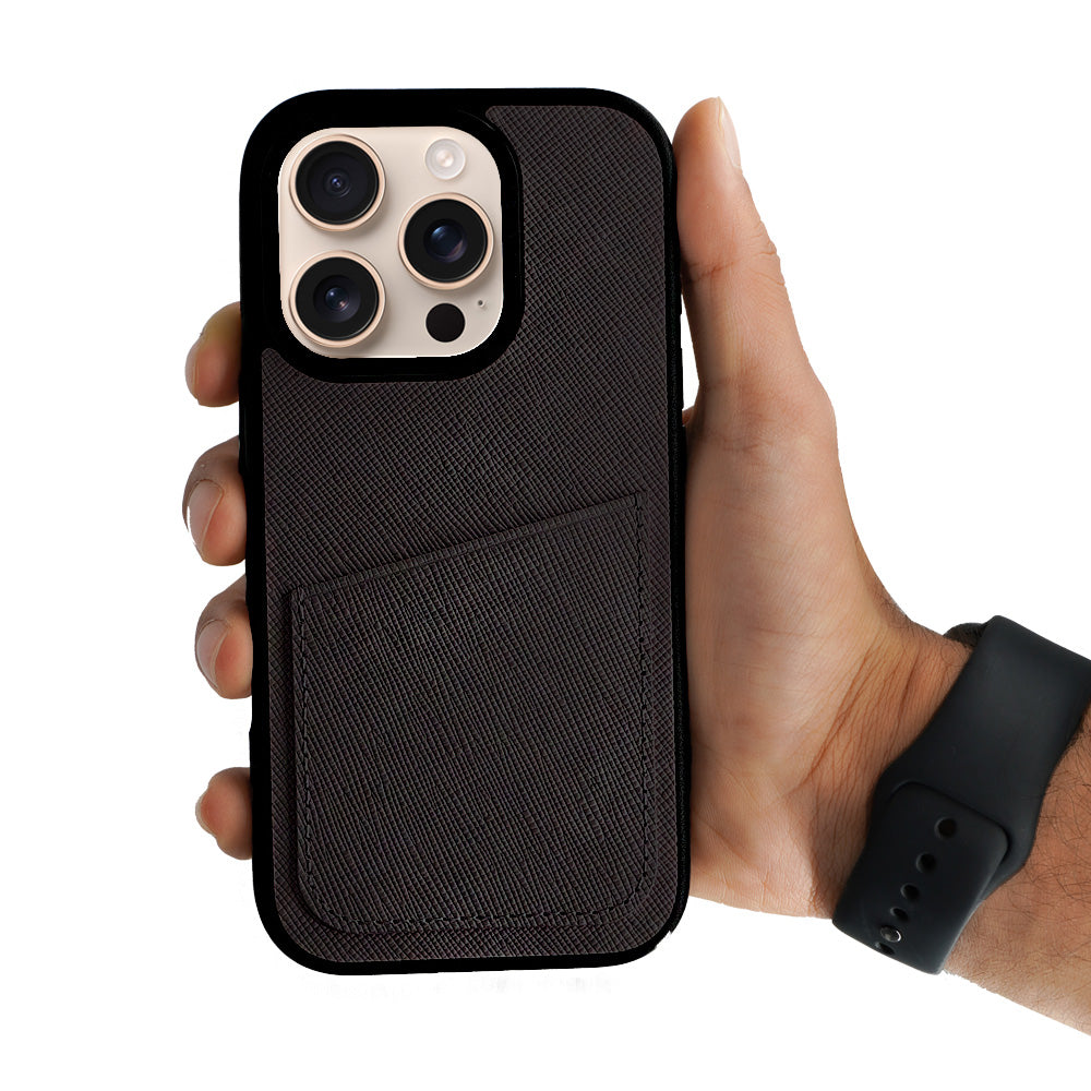 Ambar Leather Case For iPhone 16 Series – Black