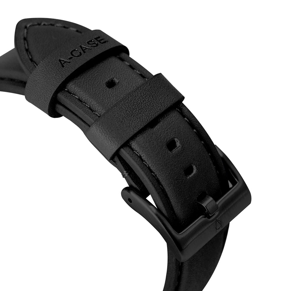 Elmas American Leather Apple Watch Strap with Black Buckle-Black