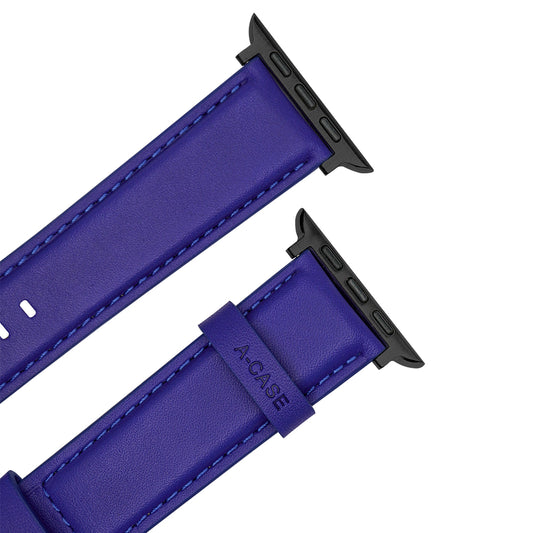Elmas American Leather Apple Watch Strap with Black Buckle-Blue
