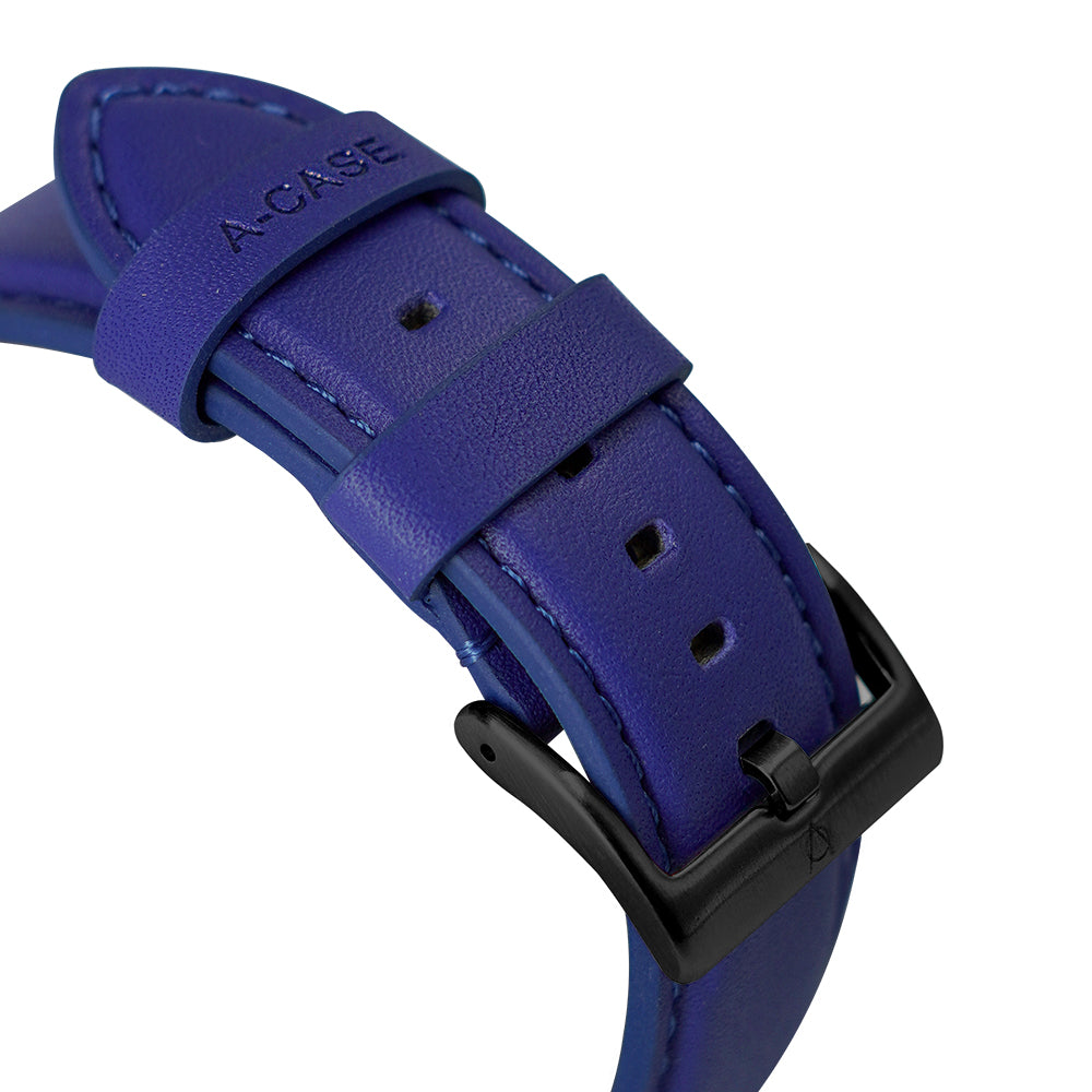 Elmas American Leather Apple Watch Strap with Black Buckle-Blue