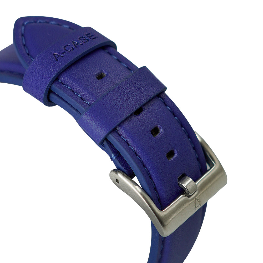Elmas American Leather Apple Watch Strap with Silver Buckle-Blue