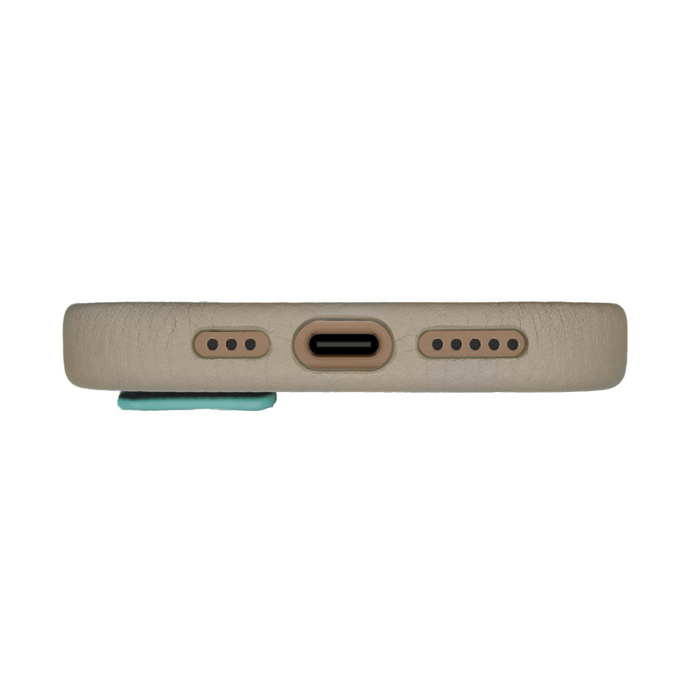 Amur Pro Leather Case For iPhone 16 Series-Gray/Tiffany
