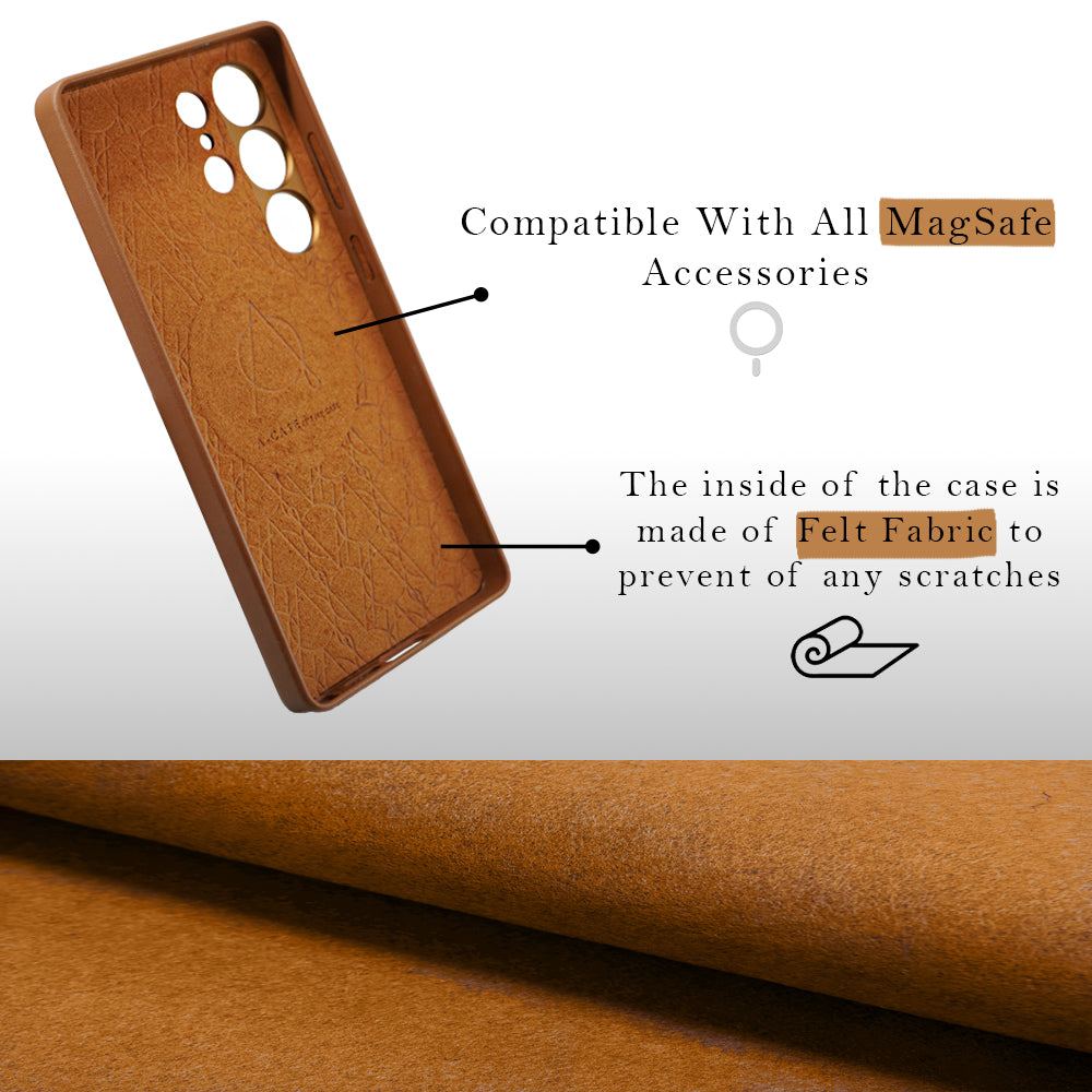 Caspian Vegan Leather Case For S25 Ultra - Brown