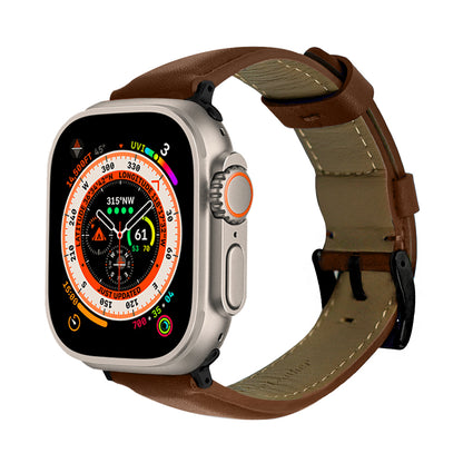 Elmas American Leather Apple Watch Strap with Black Buckle-Brown