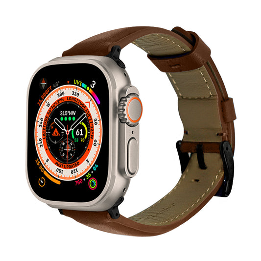 Elmas American Leather Apple Watch Strap with Black Buckle-Brown
