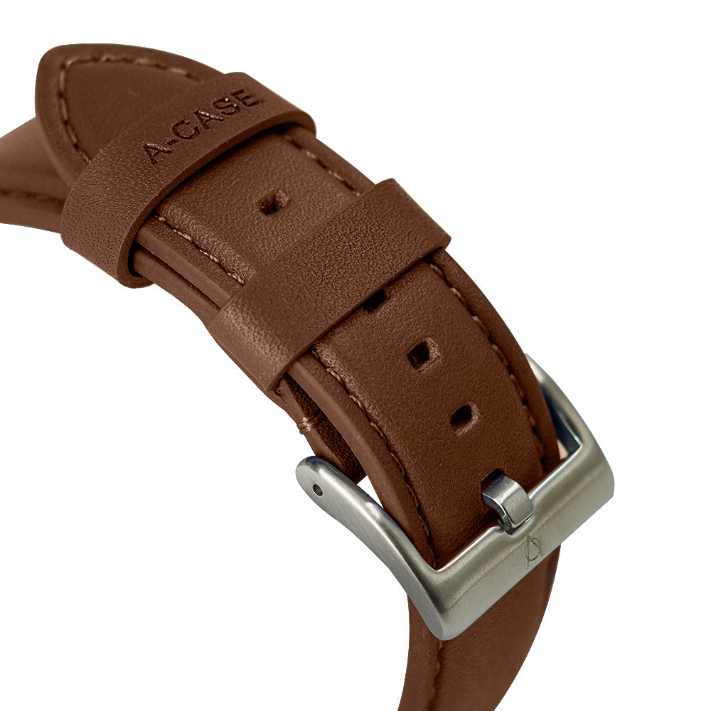 Elmas American Leather Apple Watch Strap with Silver Buckle-Brown