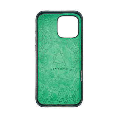 Amur Pro Leather Case For iPhone 16 Series-Black/Green