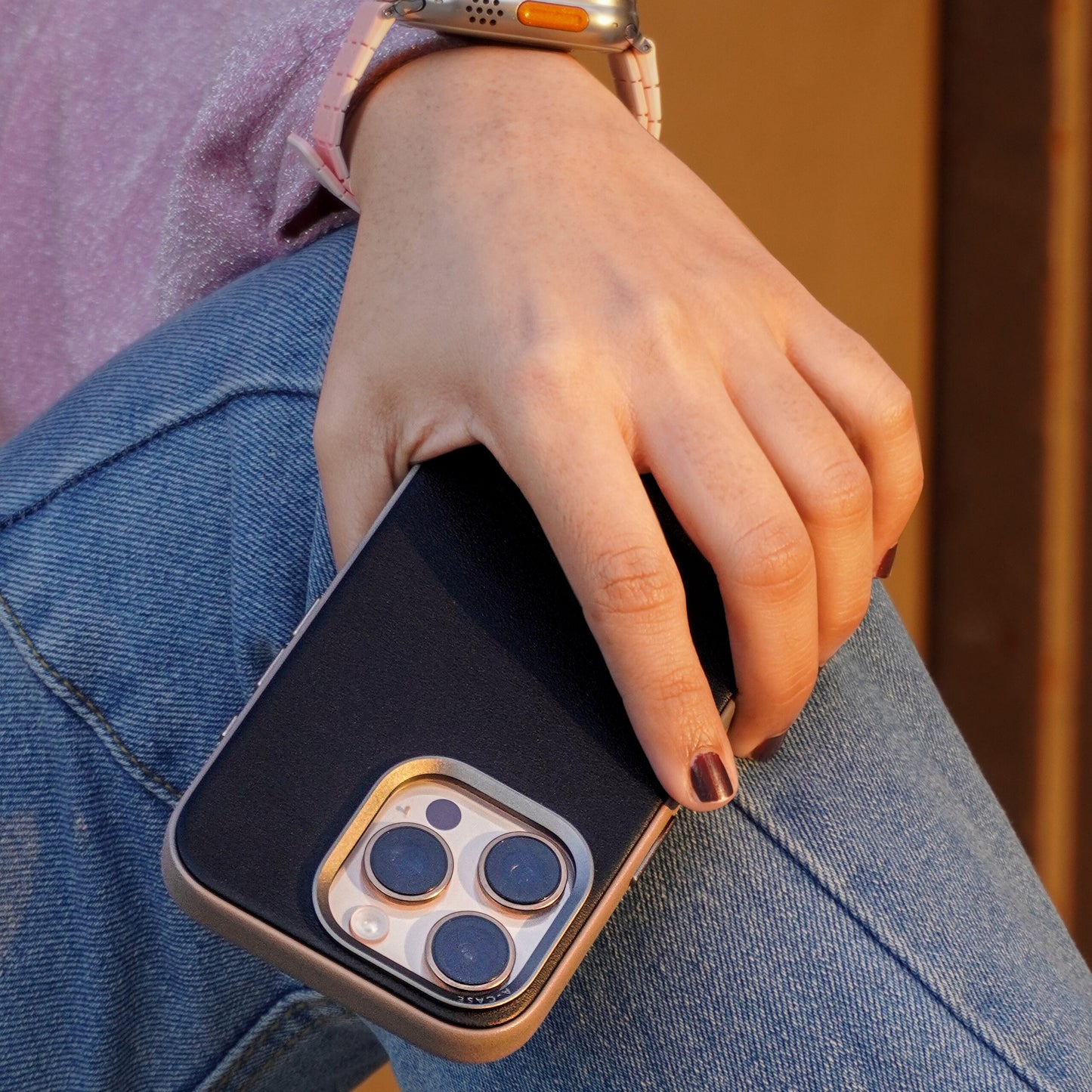 Kilyos Vegan Leather Case For iPhone 16 Series-Black