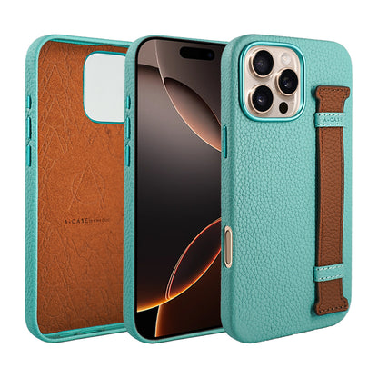 Amur Pro Leather Case For iPhone 16 Series-Black/Green