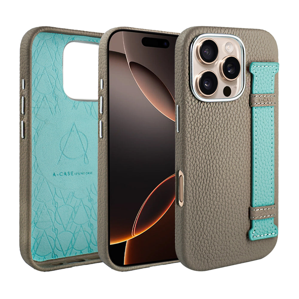 Amur Pro Leather Case For iPhone 16 Series-Black/Green