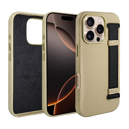Amur Pro Leather Case For iPhone 16 Series-Black/Green