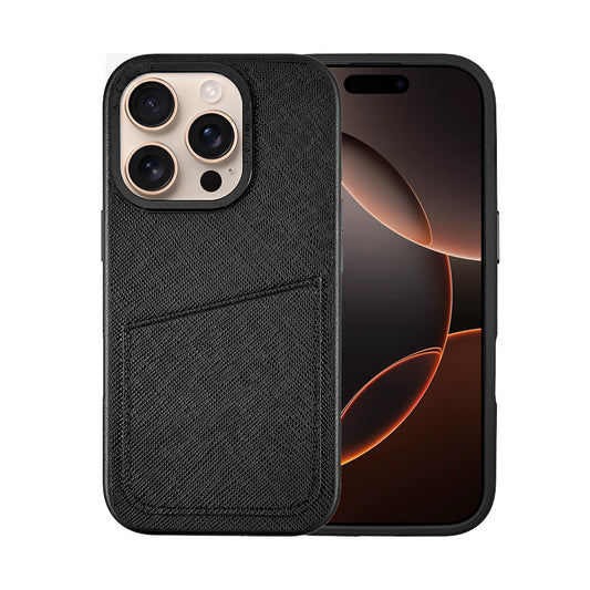 Ambar Leather Case For iPhone 16 Series – Black