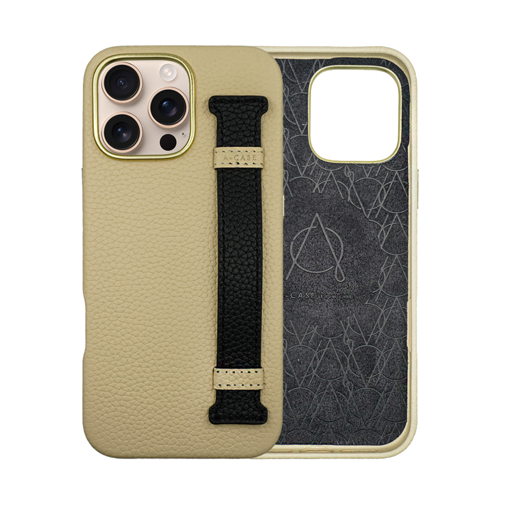 Amur Pro Leather Case For iPhone 16 Series-Beige/Black