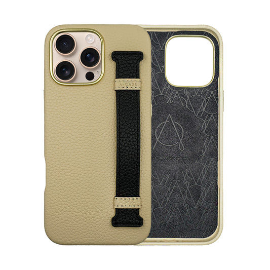 Amur Pro Leather Case For iPhone 16 Series-Beige/Black
