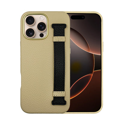 Amur Pro Leather Case For iPhone 16 Series-Brown/Orange