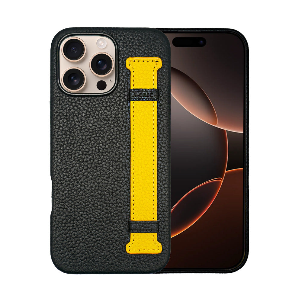 Amur Pro Leather Case For iPhone 16 Series-Brown/Orange