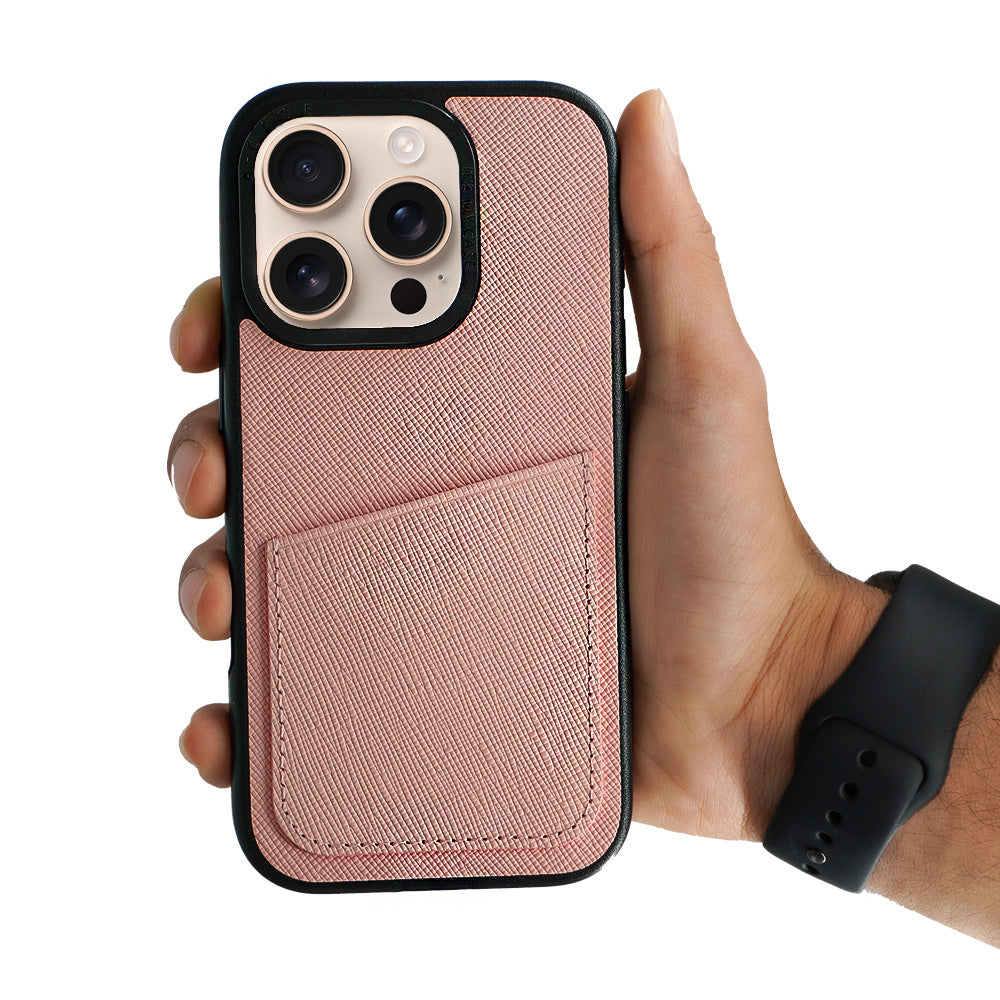 Ambar Leather Case For iPhone 16 Series – Pink