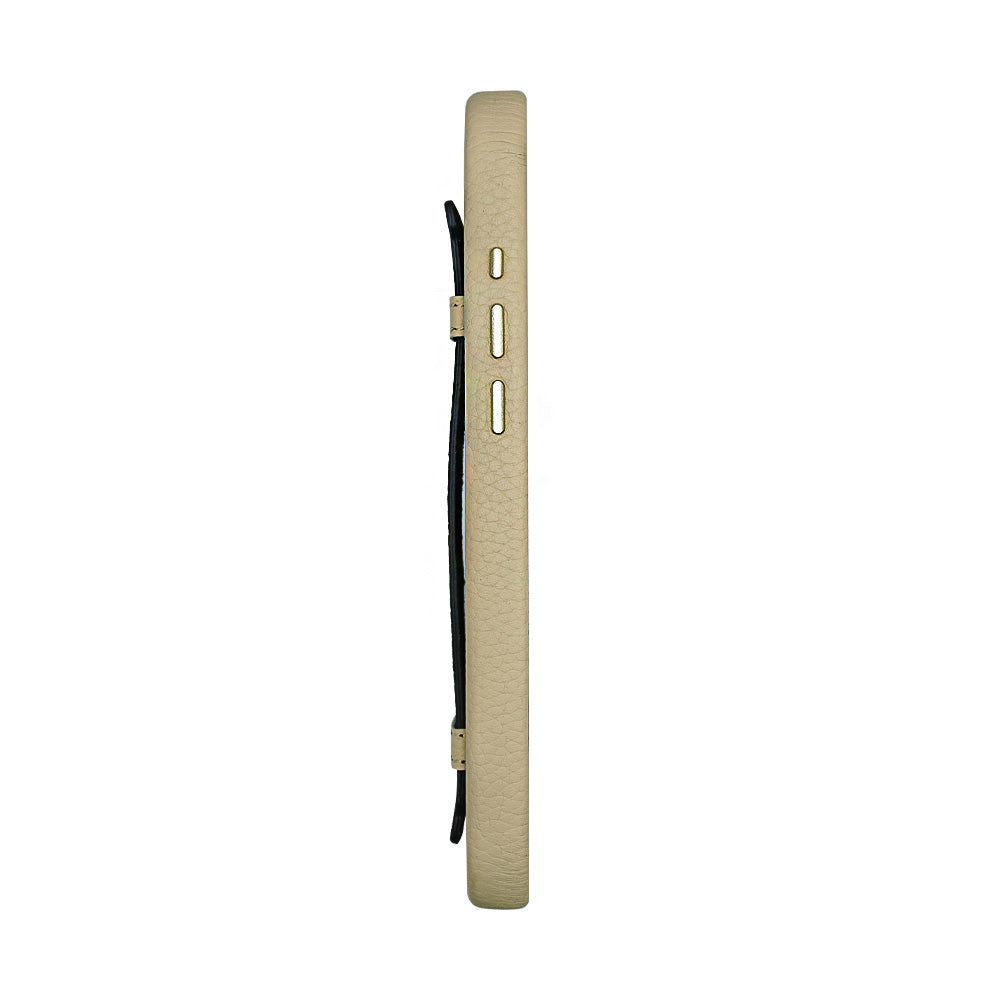 Amur Pro Leather Case For iPhone 16 Series-Beige/Black