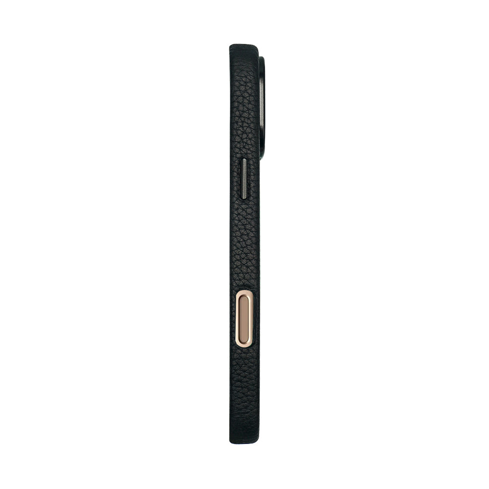Amur Pro Leather Case For iPhone 16 Series-Black/Orange