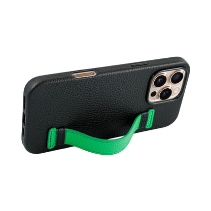 Amur Pro Leather Case For iPhone 16 Series-Black/Green