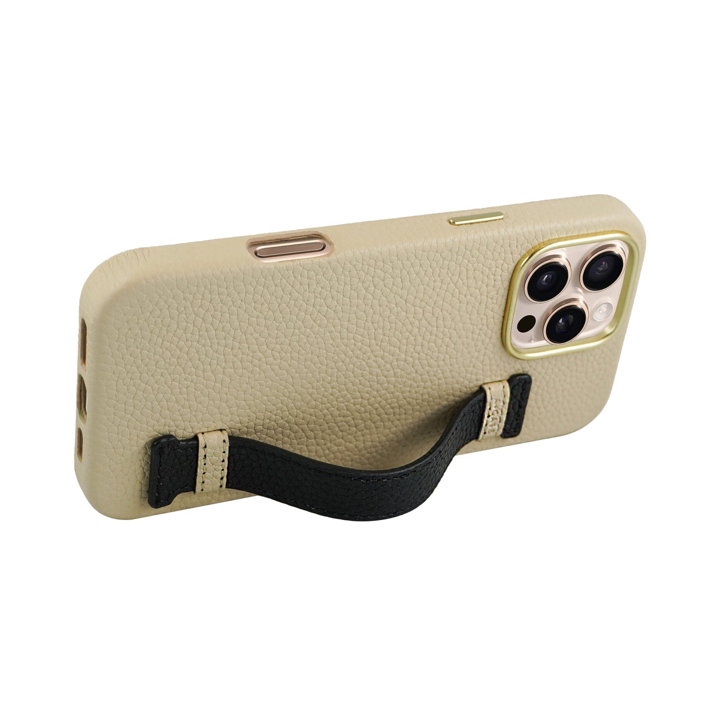 Amur Pro Leather Case For iPhone 16 Series-Beige/Black