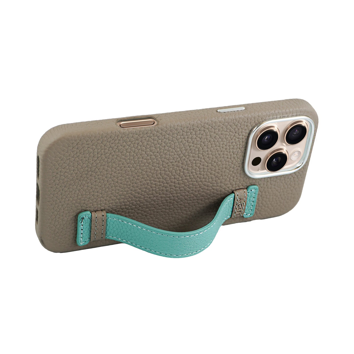 Amur Pro Leather Case For iPhone 16 Series-Gray/Tiffany