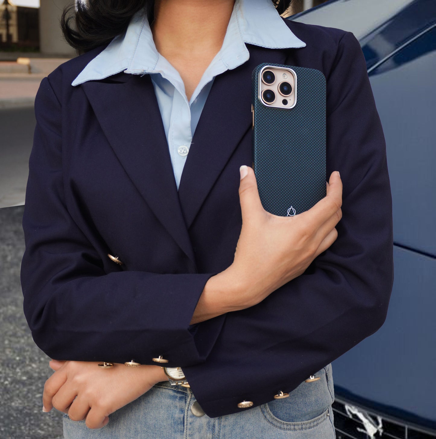 Desen Aramid Fiber Case For iPhone 16 Pro Max - Blue