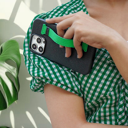 Amur Pro Leather Case For iPhone 16 Series-Black/Green