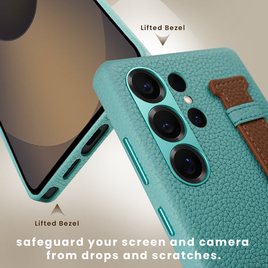 Amur Pro Series A-Case for Samsung Galaxy S25 Ultra - Slim & Lightweight Genuine Leather Case with Magnetic Compatibility and Case-Less Touch Feeling (6.9-Inch)"- Tiffany/Brown